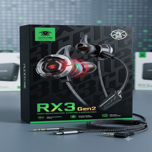 Plextone RX3 Gen II Gaming Earphones – Hi-Fi Metal Wired Earbuds with HD Microphone
