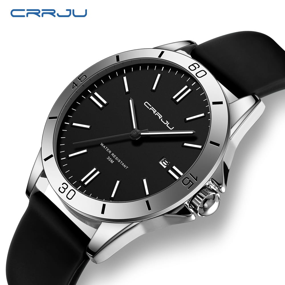 CRRJU New 5025 Men's & Ladies' Waterproof Watch (Black) – Unisex Quartz Watch (Code: 9867)