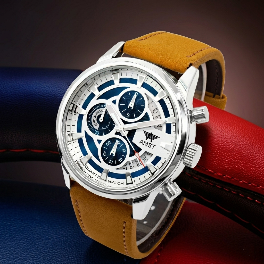 AMST 3068 Stylish Men's Premium Watch – Luxury Quartz Leather Watch (Code: 13128)