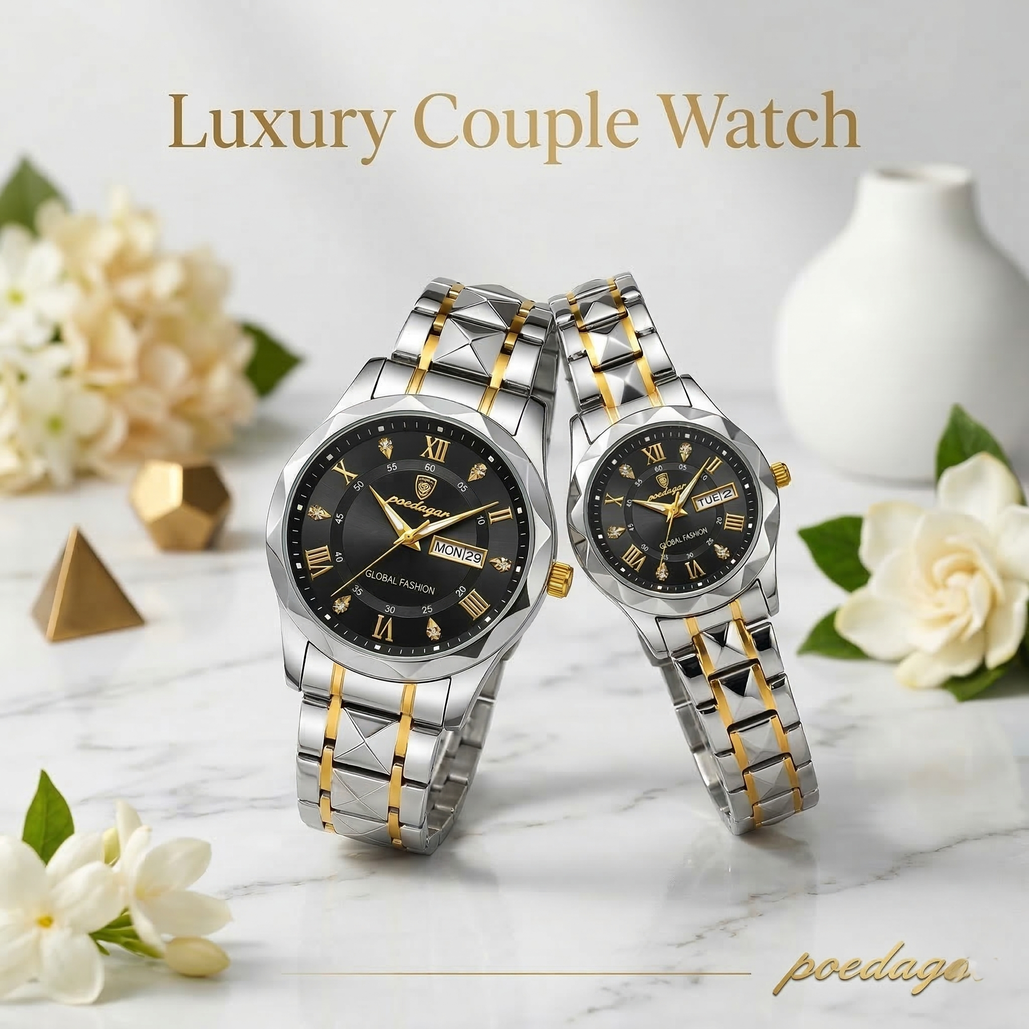 POEDAGAR Luxury Couple Watch (Water Resistant) – Premium Matching Watches for Couples (Code: 12407)
