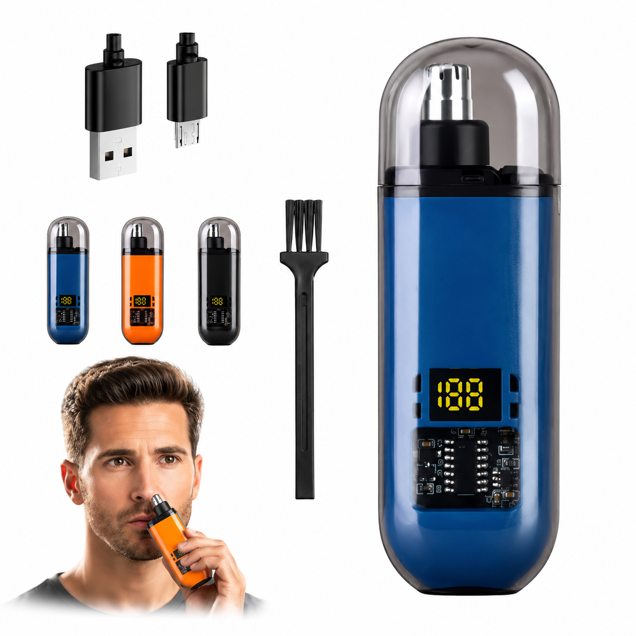 Rechargeable Electric Nose Hair Trimmer for Men & Women – USB Rechargeable Stainless Steel Grooming Kit (Code: 13121)