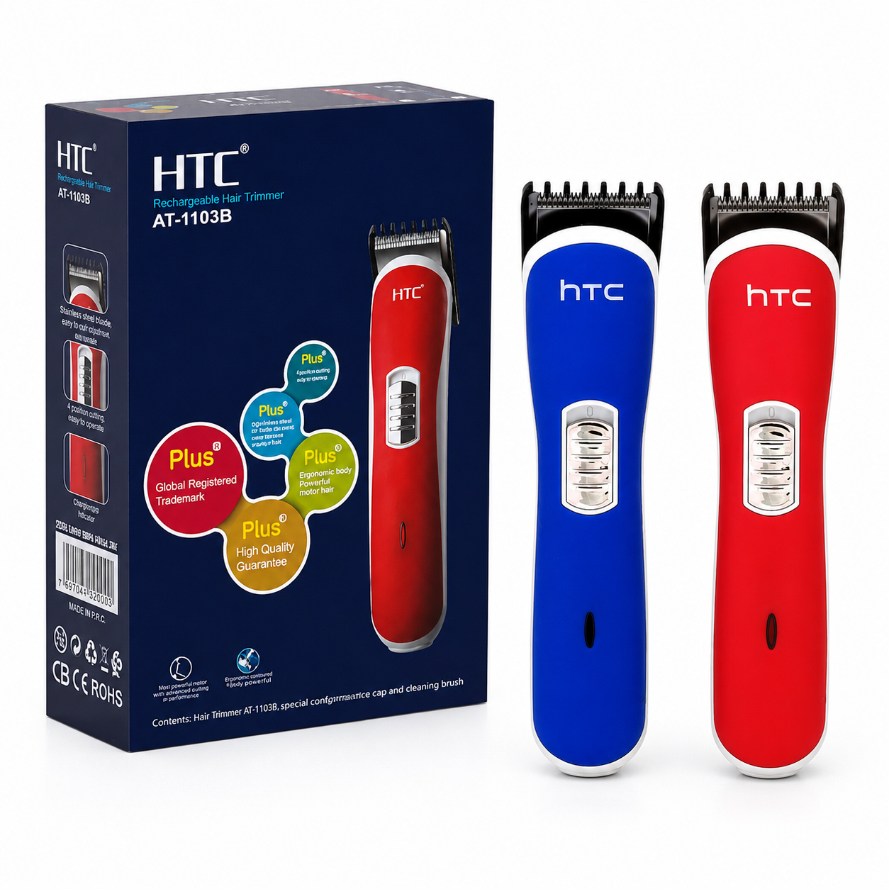 Original HTC AT-1103B Cordless Hair & Beard Trimmer – Professional Grooming Kit (Code: 8560)